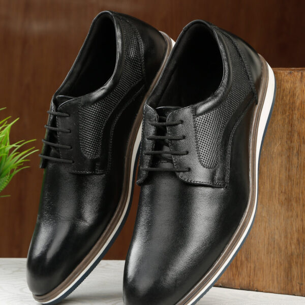 Men's Black Semi-Formal Lace-Up Leather Shoes